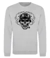 Свитшот Череп з сигарою Серый меланж фото