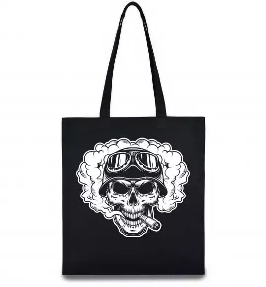 Еко-сумка Череп з сигарою Чорний фото