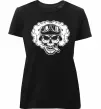 Женская премиум футболка Череп з сигарою Черный фото