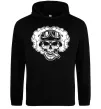 Женская толстовка (худи) Череп з сигарою Черный фото