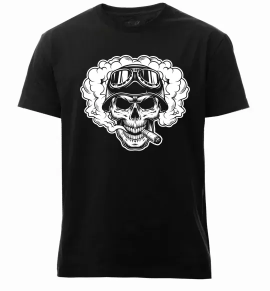 Чоловіча преміум футболка Череп з сигарою Чорний фото