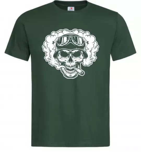 Мужская футболка Череп з сигарою Темно-зеленый фото
