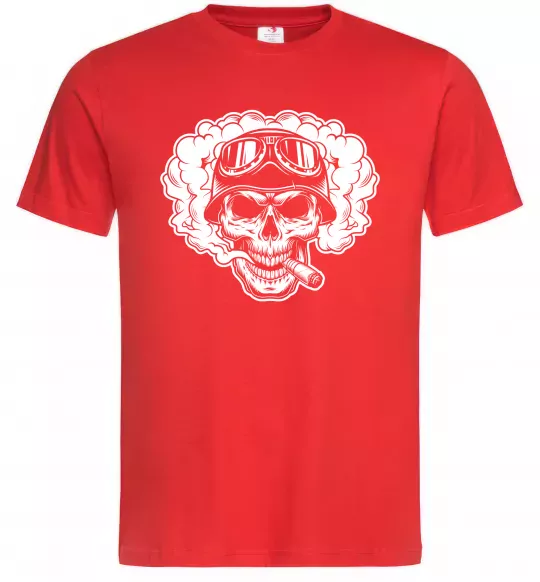 Мужская футболка Череп з сигарою Красный фото