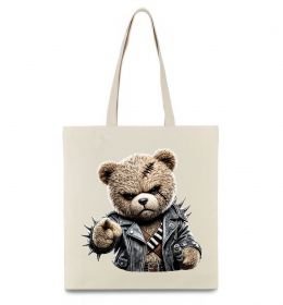 Эко-сумка Ведмедик в шкіряній куртці