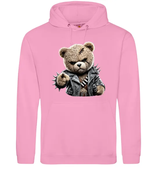 Мужская толстовка (худи) Ведмедик в шкіряній куртці Розовый фото