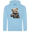 Мужская толстовка (худи) Ведмедик в шкіряній куртці Голубой фото