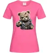 Жіноча футболка Ведмедик в шкіряній куртці Яскраво-рожевий Жіноча футболка Ведмедик в шкіряній куртці Яскраво-рожевий фото