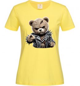 Жіноча футболка Ведмедик в шкіряній куртці