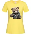 Жіноча футболка Ведмедик в шкіряній куртці Лимонний Жіноча футболка Ведмедик в шкіряній куртці Лимонний фото