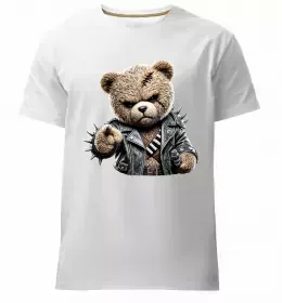 Мужская премиум футболка Ведмедик зі скейтбордом Черный фото