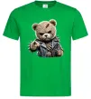 Мужская футболка Ведмедик в шкіряній куртці Зеленый фото