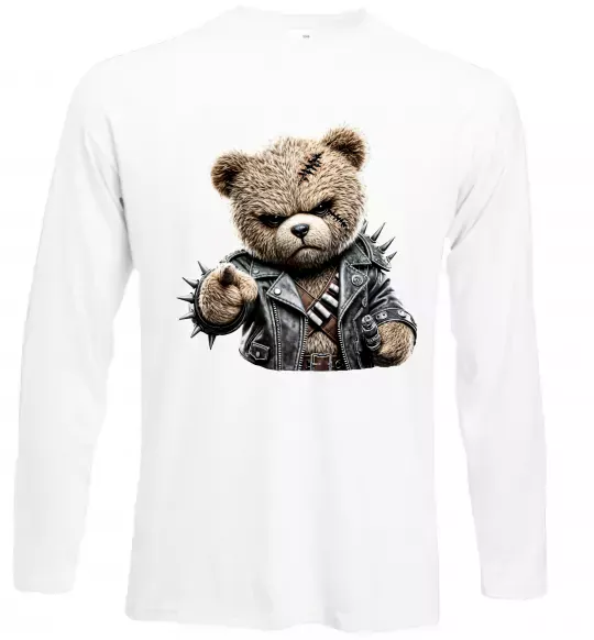 Лонгслив Ведмедик в шкіряній куртці Белый фото