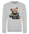 Свитшот Ведмедик в шкіряній куртці Серый меланж фото