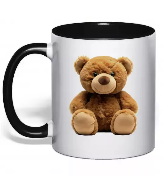 Чашка с цветной ручкой Ведмедик Черный фото