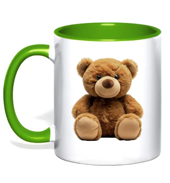 Чашка с цветной ручкой Ведмедик Лаймовый фото