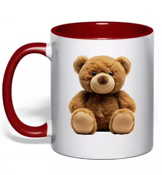 Чашка с цветной ручкой Ведмедик Красный фото