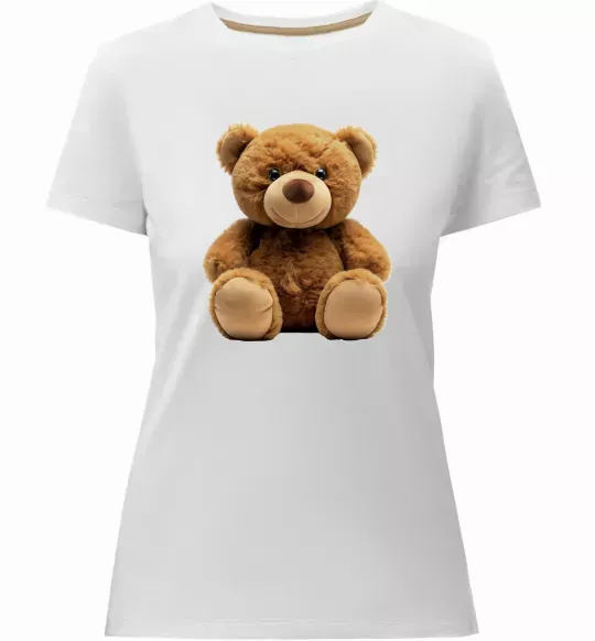 Жіноча преміум футболка Ведмедик Білий фото