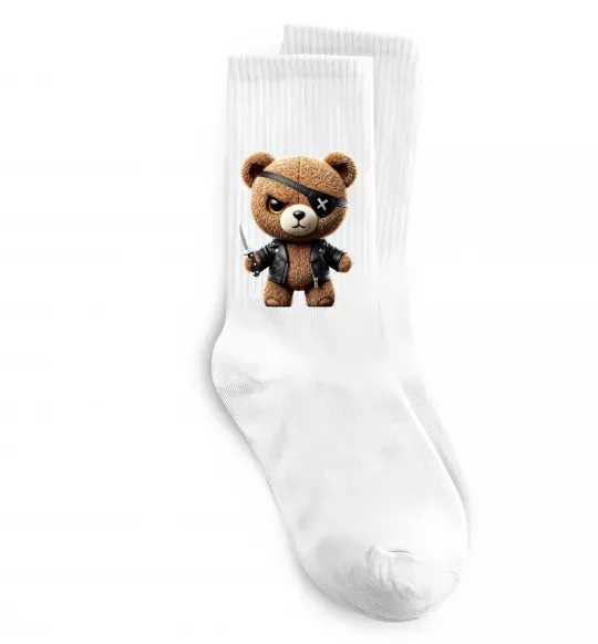 Шкарпетки Ведмедик бандит Білий фото