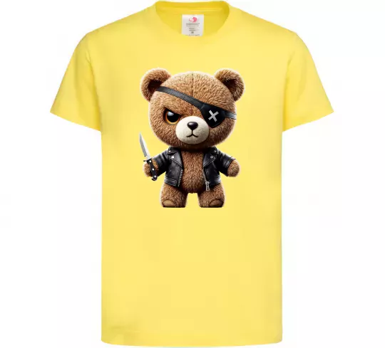 Дитяча футболка Ведмедик бандит Лимонний фото