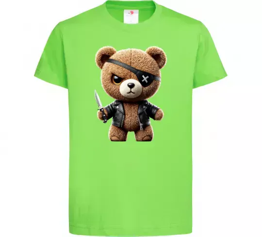 Дитяча футболка Ведмедик бандит Лаймовий фото