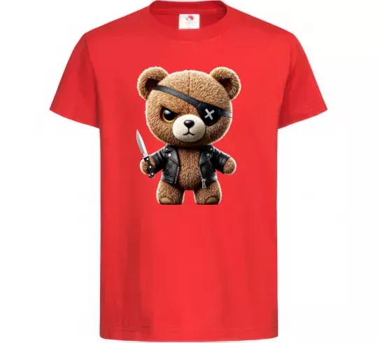 Дитяча футболка Ведмедик бандит Червоний фото