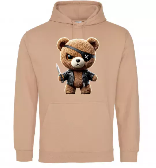 Мужская толстовка (худи) Ведмедик бандит Песочный фото