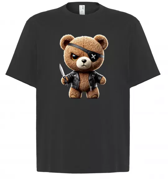 Футболка Оверсайз Ведмедик бандит Черный фото