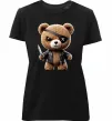 Жіноча преміум футболка Ведмедик бандит Чорний фото