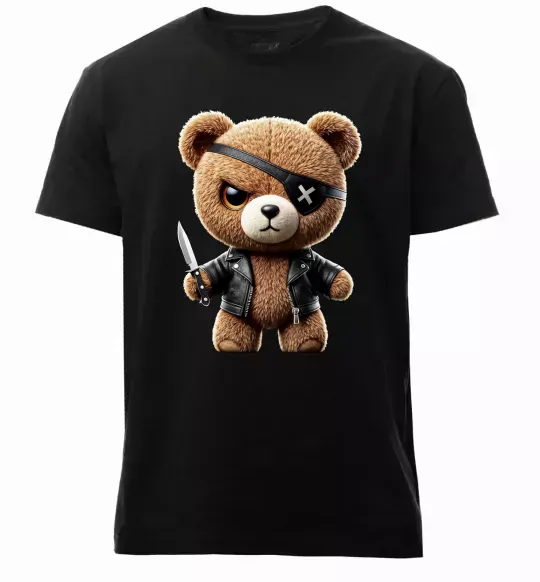 Мужская премиум футболка Ведмедик бандит Черный фото
