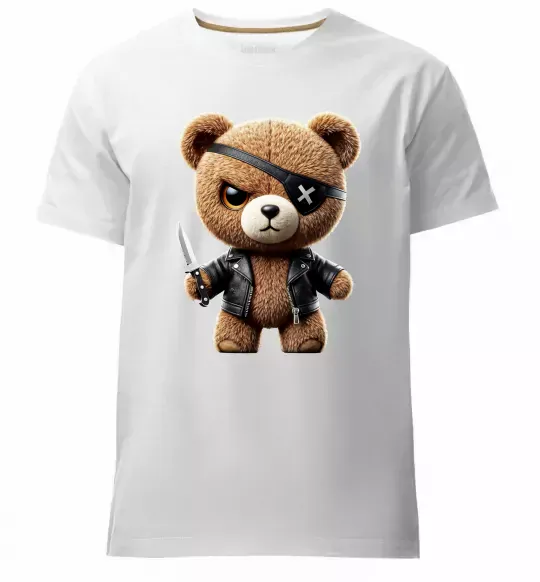Мужская премиум футболка Ведмедик бандит Белый фото