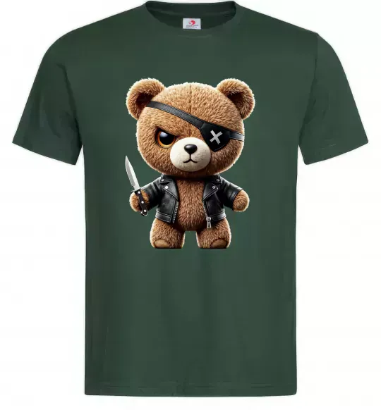 Мужская футболка Ведмедик бандит Темно-зеленый фото