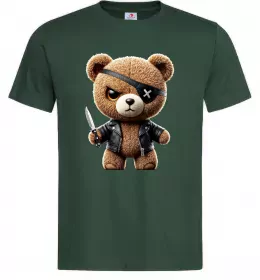 Мужская футболка Ведмедик бандит Темно-зеленый фото