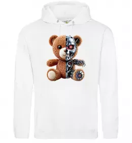 Мужская толстовка (худи) Ведмедик робот Белый фото