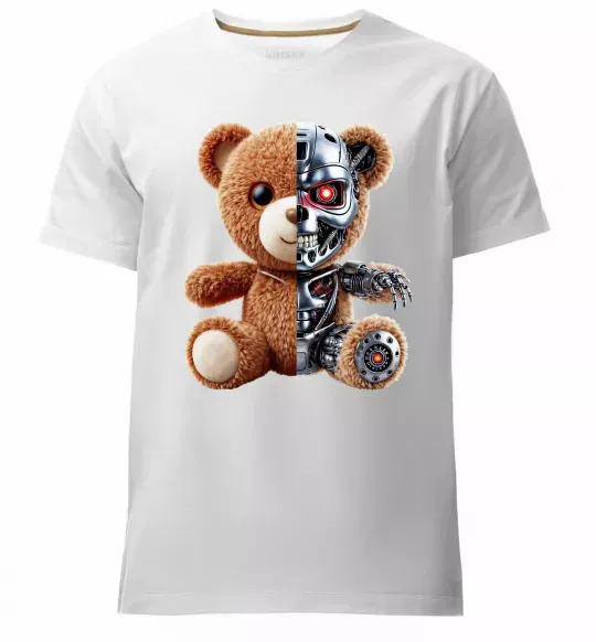 Мужская премиум футболка Ведмедик робот Белый фото
