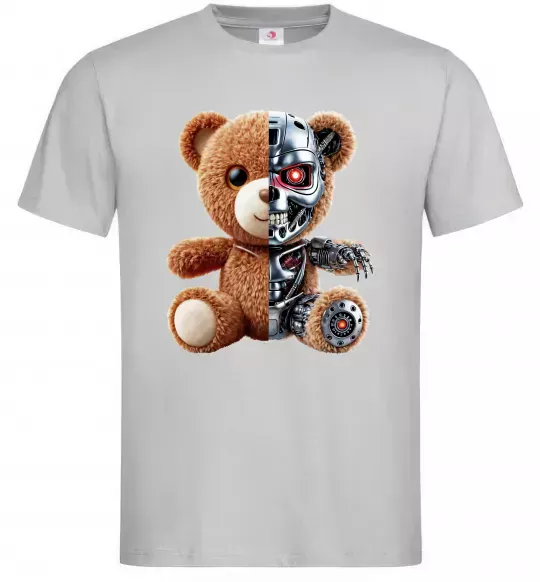 Мужская футболка Ведмедик робот Серый фото