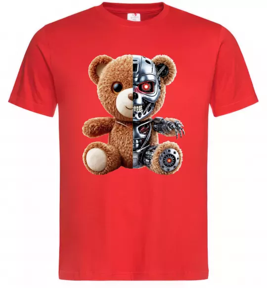 Мужская футболка Ведмедик робот Красный фото