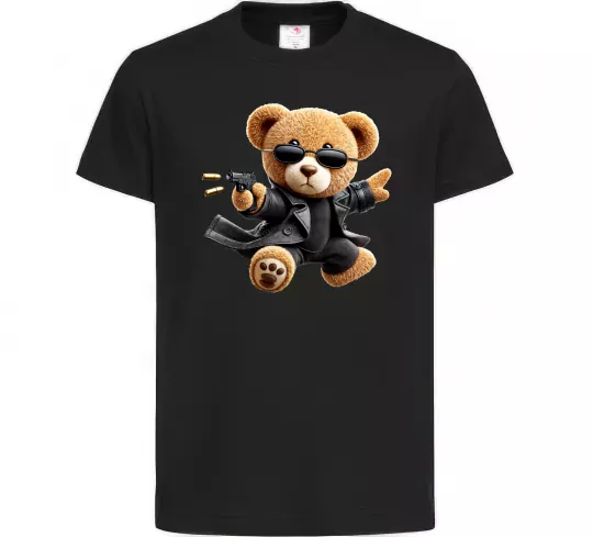Дитяча футболка Ведмедик з пістолетом Чорний фото