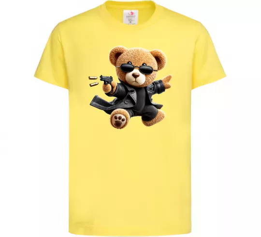 Дитяча футболка Ведмедик з пістолетом Лимонний фото
