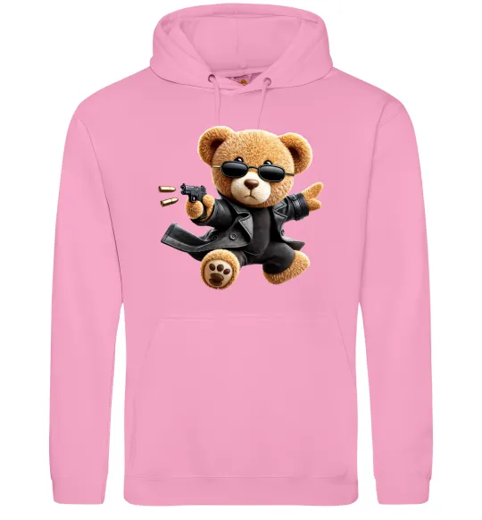 Мужская толстовка (худи) Ведмедик з пістолетом Розовый фото