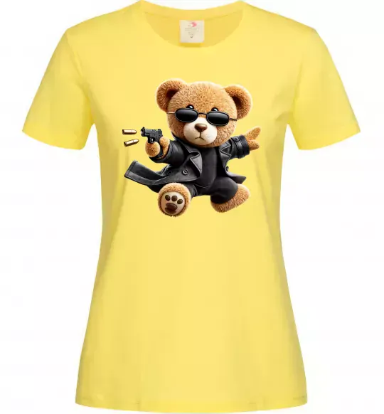 Женская футболка Ведмедик з пістолетом Лимонный фото