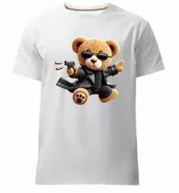 Мужская премиум футболка Ведмедик зі скейтбордом Черный фото