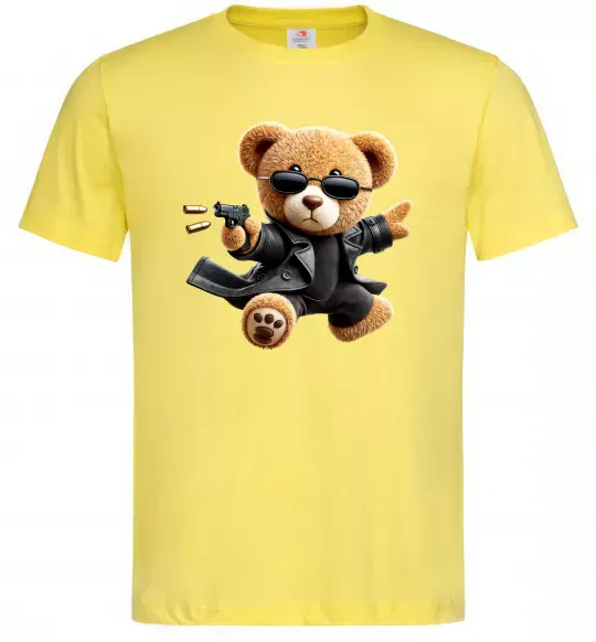 Чоловіча футболка Ведмедик з пістолетом Лимонний фото
