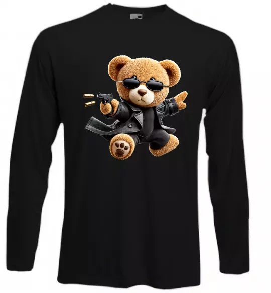 Лонгслив Ведмедик з пістолетом Черный фото