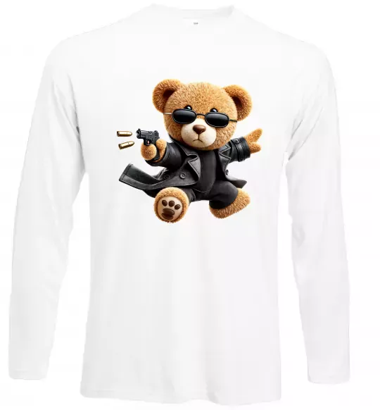Лонгслив Ведмедик з пістолетом Белый фото