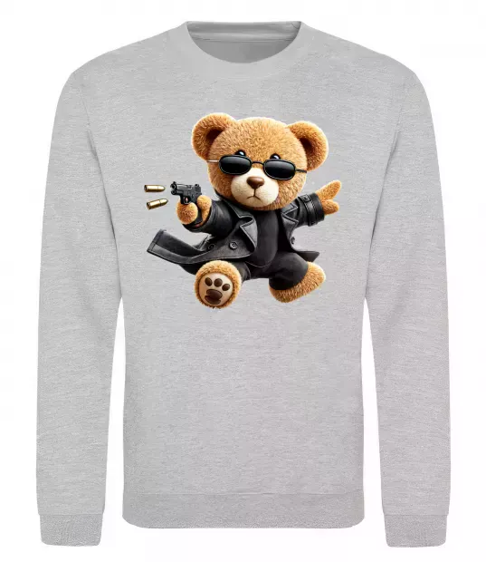Свитшот Ведмедик з пістолетом Серый меланж фото