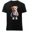 Мужская премиум футболка Ведмедик зі скейтбордом Черный фото