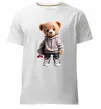 Мужская премиум футболка Ведмедик зі скейтбордом Белый фото