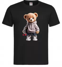 Мужская футболка Ведмедик зі скейтбордом Черный фото