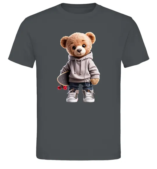 Чоловіча футболка Ведмедик зі скейтбордом Графіт фото
