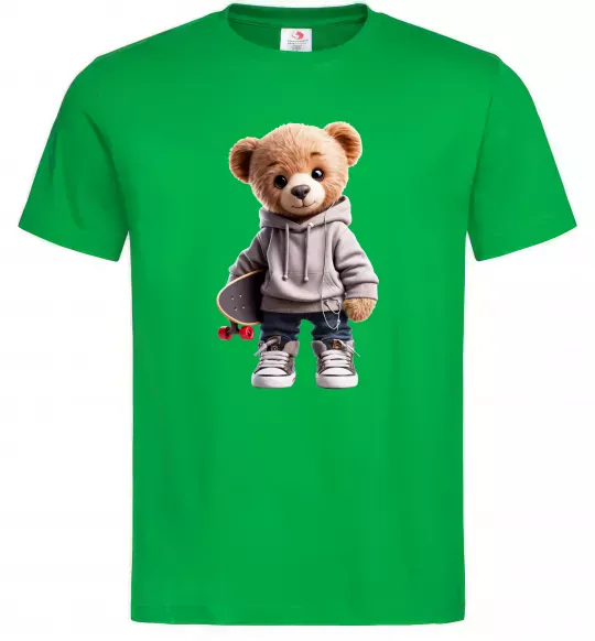 Чоловіча футболка Ведмедик зі скейтбордом Зелений фото
